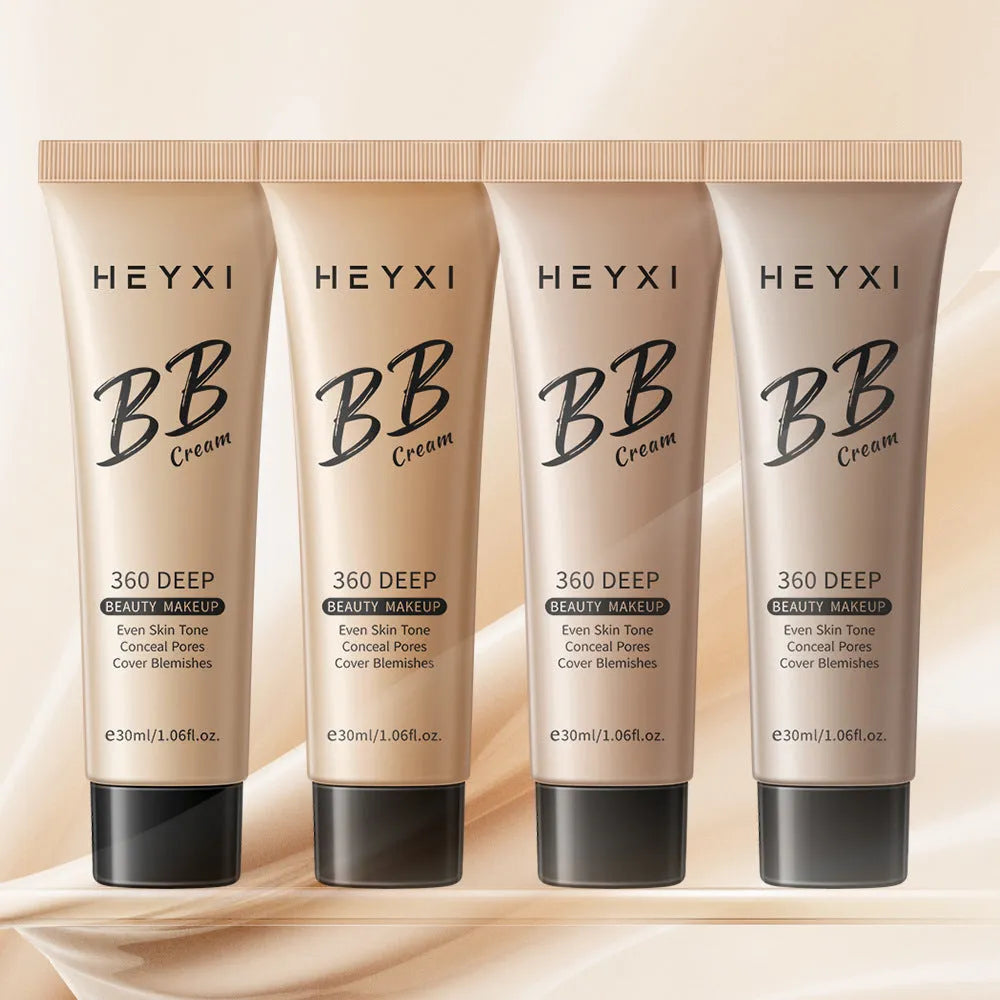 Waterproof BB cream tube in four colour shades: 01, 02, 03, and 04
