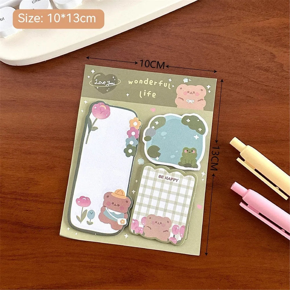 Cartoon sticky notes pad 60 sheets 10x13cm with four cover colour options