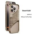 Desert gold wooden aluminium alloy phone case for iPhone 15 and 16 with CNC finish