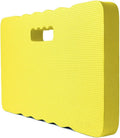 Blue EVA foam garden kneeler pad on grass, showing its 45cm length and 28cm width.