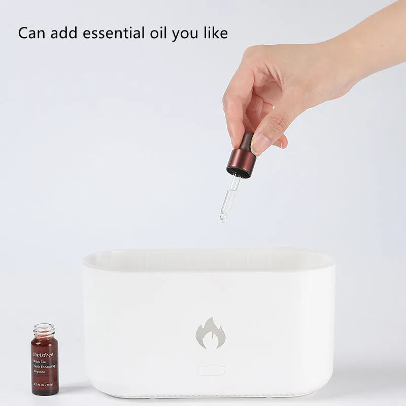 3D flame humidifier 300ml ultrasonic aroma diffuser Black White USB Type-C