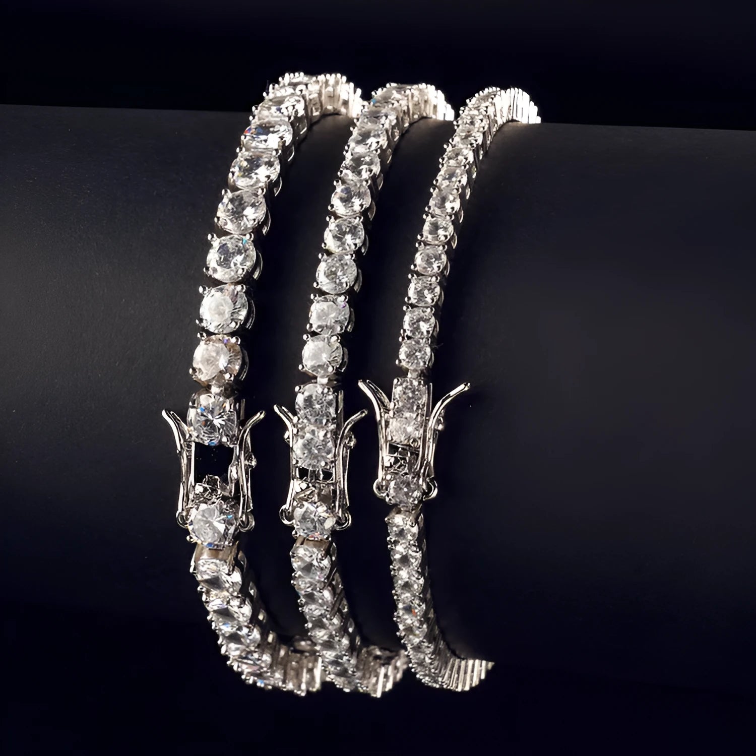 Real gold electroplated bracelet white colour on women wrist metal jewellery