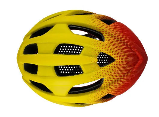 ZH*002 orange In-Mold cycling helmet for road and mountain biking, showing 16 ventilation holes.