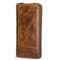 Genuine leather men's wallet with zipper and anti-theft card protection in brown colour option