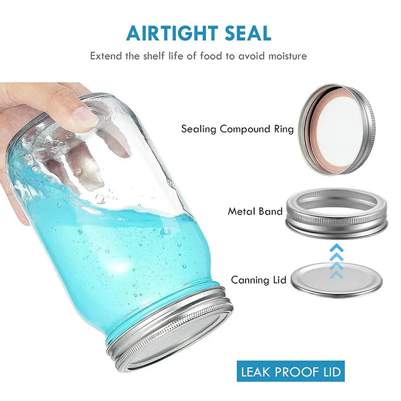 6-pack of 32oz transparent glass storage cans with airtight lids for pantry