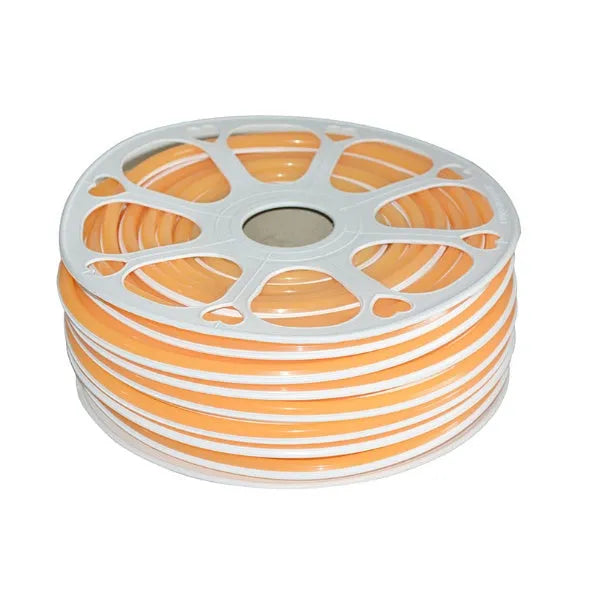 Flexible silicone neon light bar in various colours showing 8mm width and coiled 50 metre length