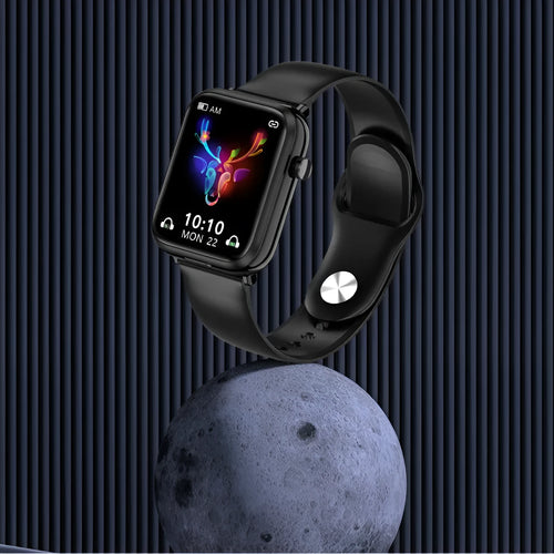 Black all-touch smart Bluetooth headset watch with 1.69-inch screen on wrist