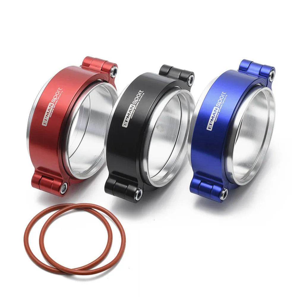 Aluminium fixed movement exhaust clamp in black, for 2.5 inch turbo downspout