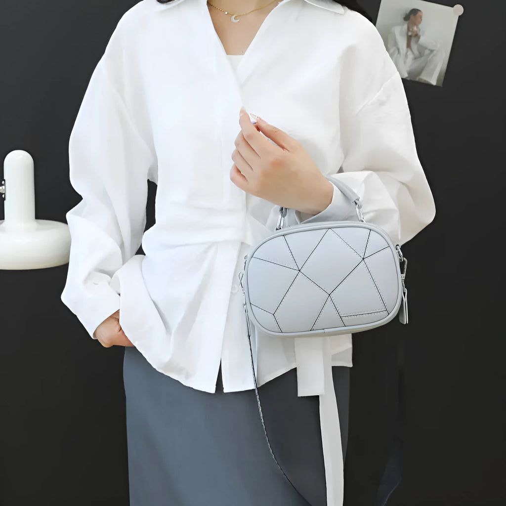 Retro three-layer patchwork small bag, PU exterior, polyester lining, 20x15cm, available in five colours