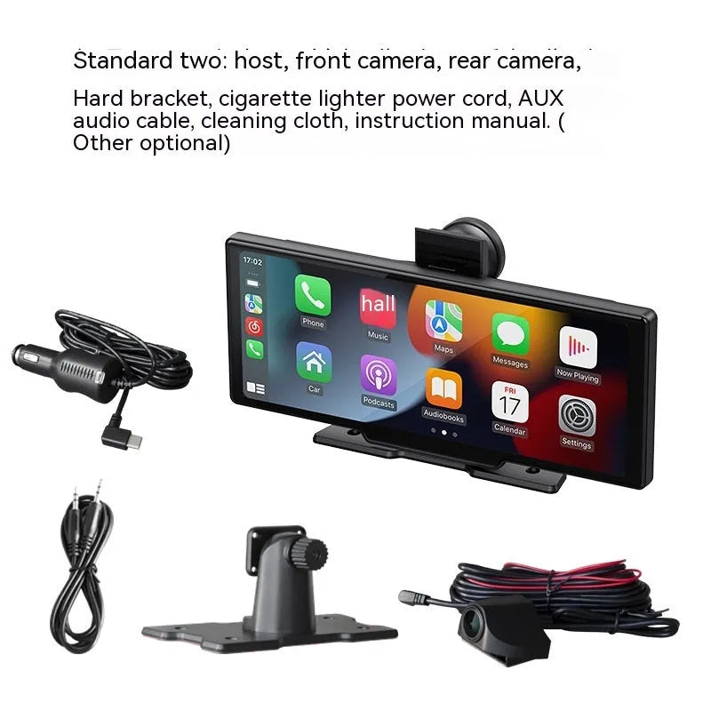 10.26-inch wireless CarPlay car recorder with capacitive touch screen and optional driving monitor function