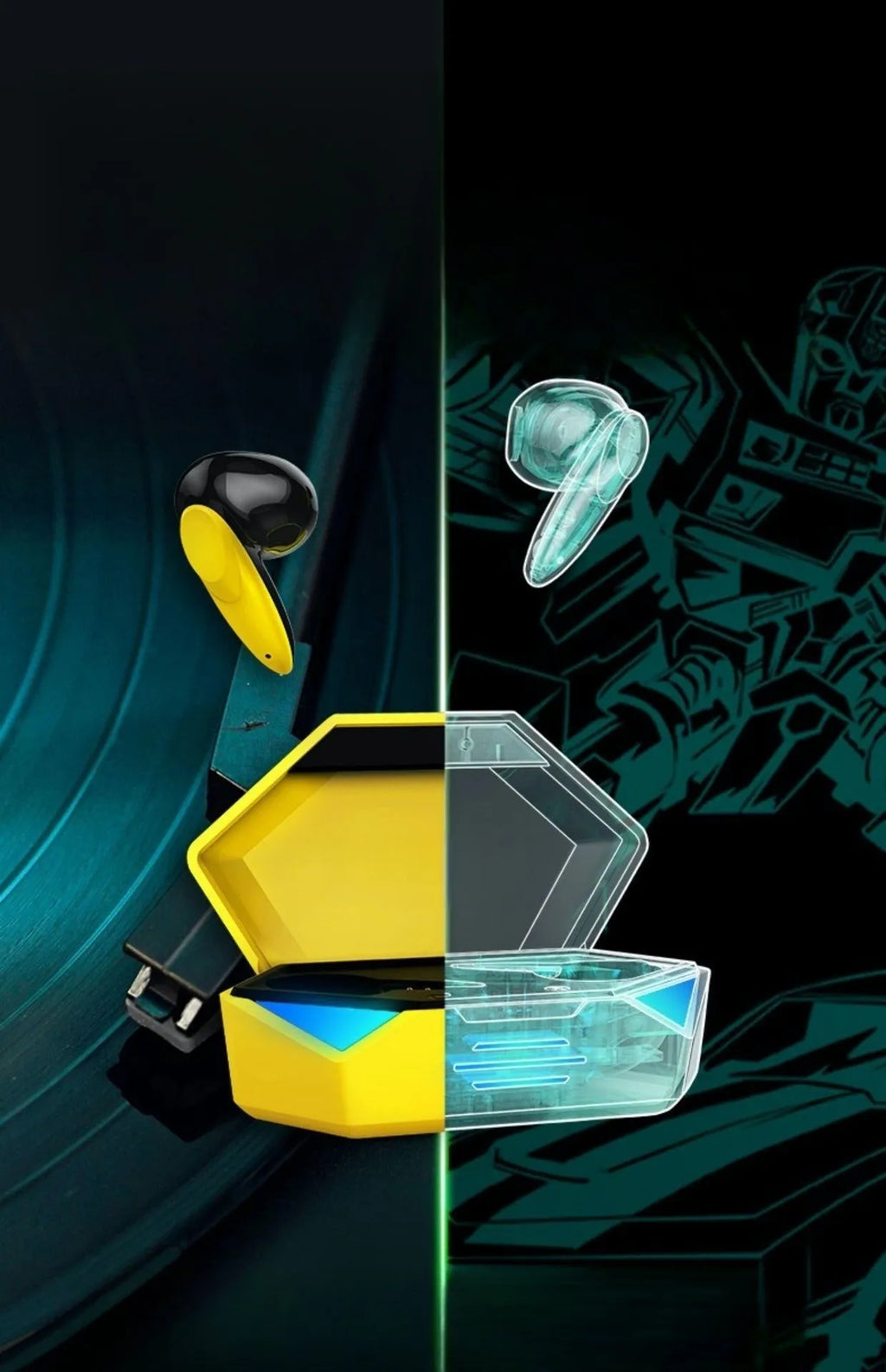 G20 Bluetooth Gaming TWS Headset in Black, White, or Yellow colours with charging case.