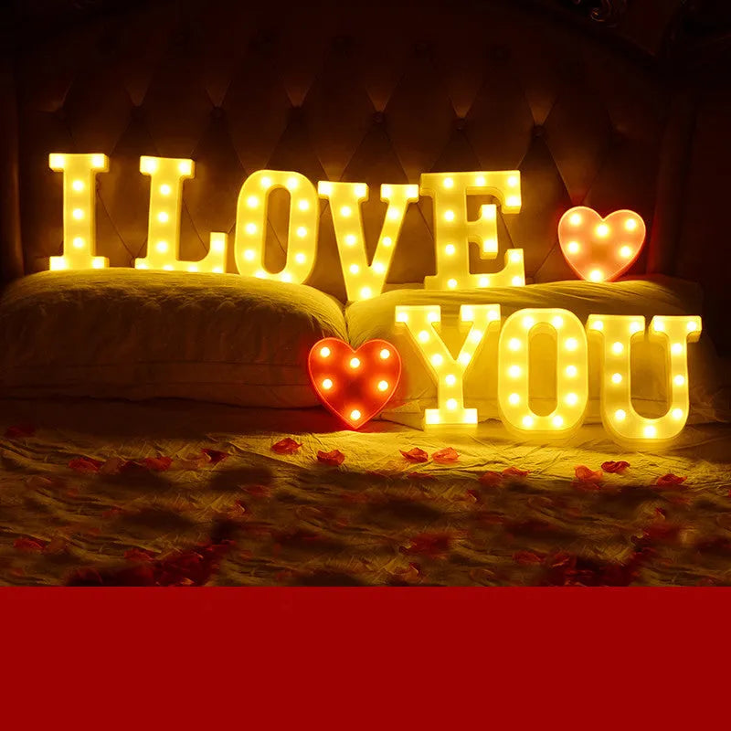 LED plastic letter light showing birthday or love message illumination