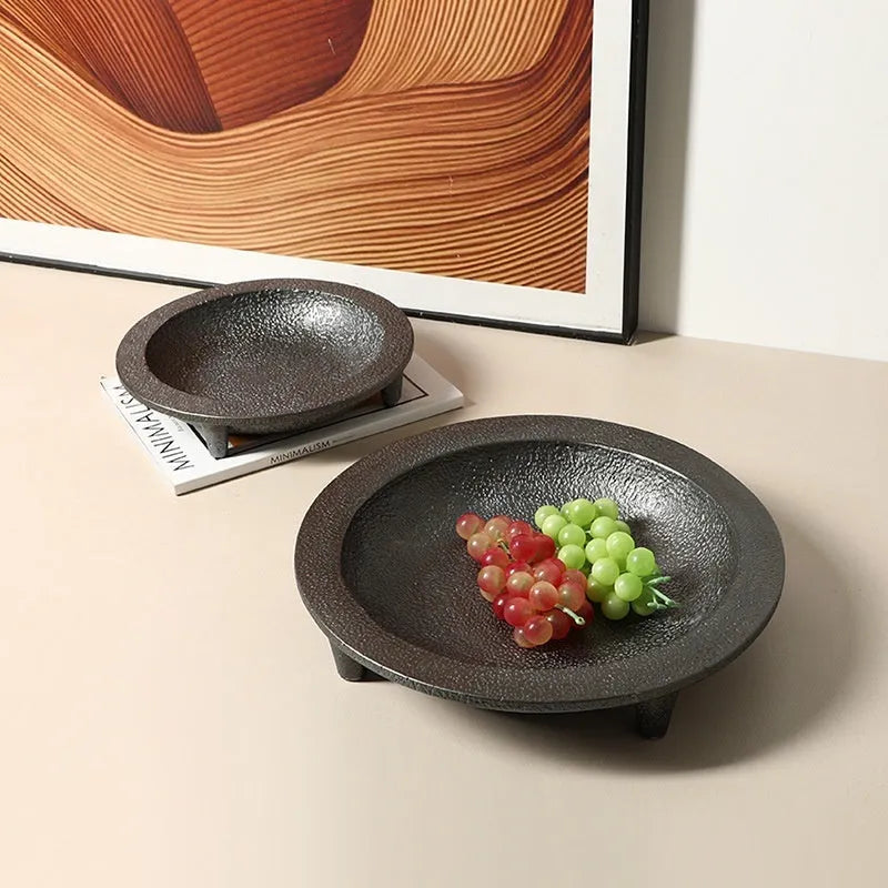 New Chinese style cement fruit plate decoration with Jubao design on a table, 32.4cm large size
