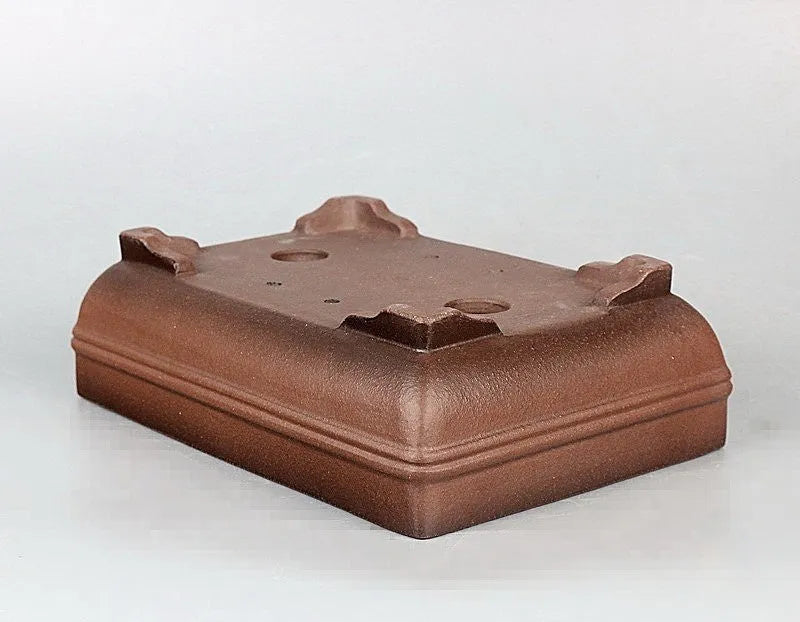 Purple clay rectangular bonsai pot with handmade antique purple sand finish for indoor plants