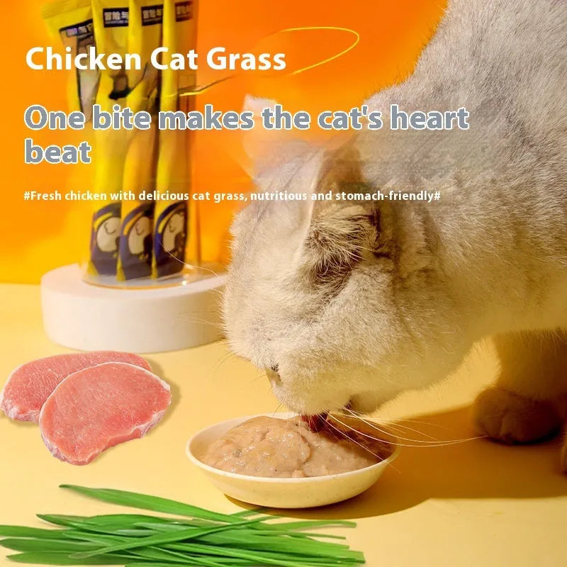 Cat snack wet food chicken cat grass 15g strip pouch for kittens