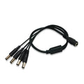 Black DC 1-in-4 power splitter cable with 5.5mm connectors for CCTV cameras