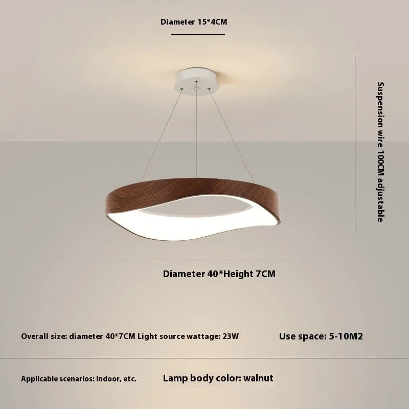 Nordic creative wood grain chandelier 40cm modern simplicity home lighting fixture for bedroom dining room