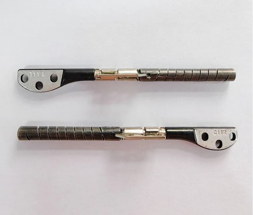Pair of silver laptop screen hinge shafts for Apple MacBook Pro 15-inch A1286 model.