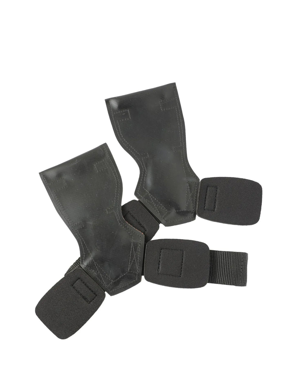 Black rubber weightlifting palm protector belt for non-slip grip during barbell and rock climbing.