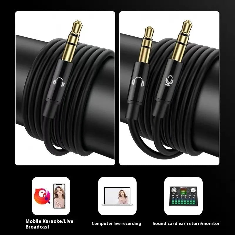 Black wired internet hot anchor headphones with 3-metre long cable and microphone