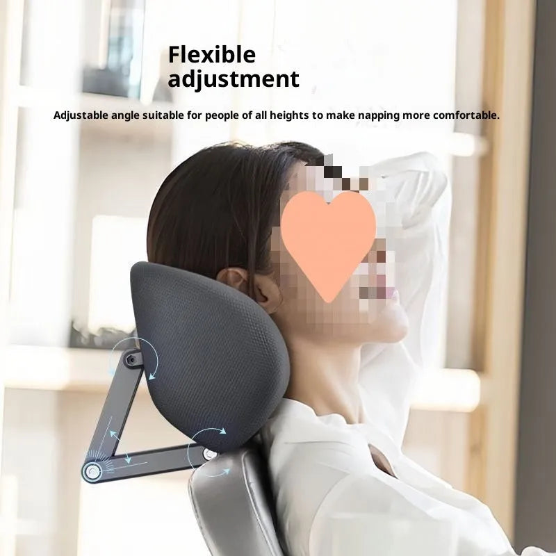Adjustable punch-free chair headrest and lumbar support pillow in classic black with sponge or memory foam inner core