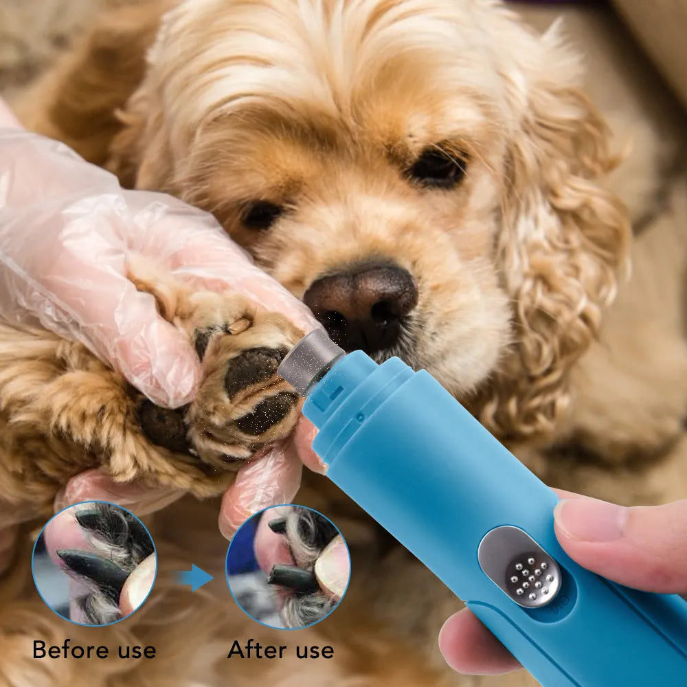 Blue electric pet nail grinder with diamond grinding head, 15.3 x 3.3 cm, for dogs cats and small pets
