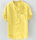 Cotton-blend crew neck t-shirt in blue, green, grey, white, or yellow, sizes S to 4XL, short sleeve plain top