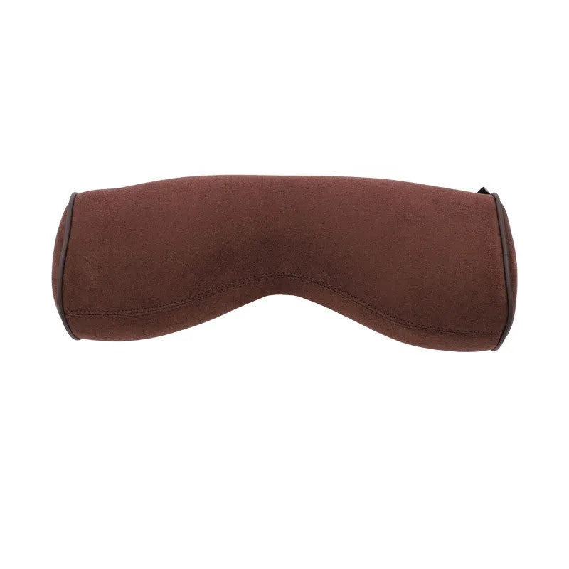 Volvo car headrest, neck pillow, and lumbar support cushion set in a minimalist design on a car seat