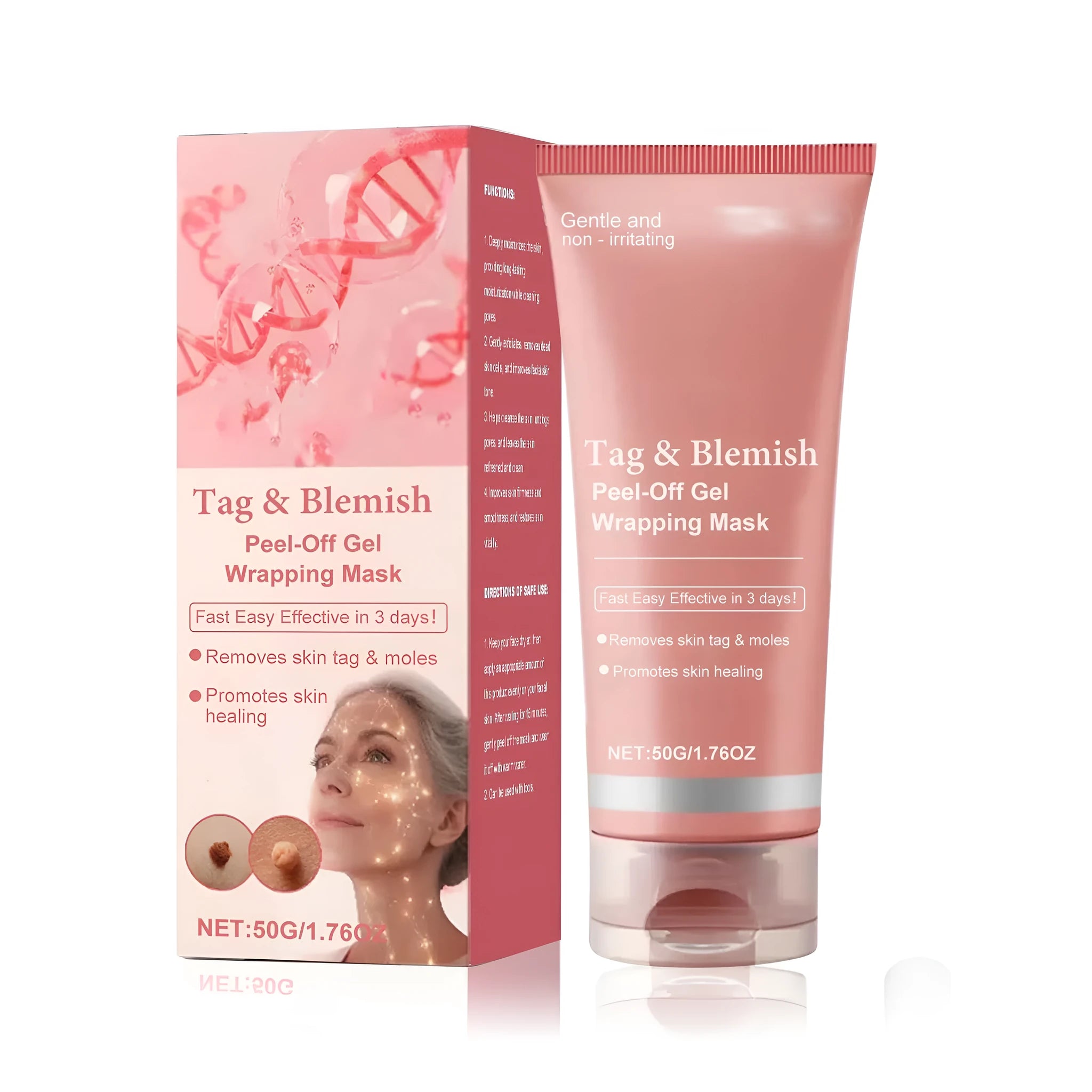 Moisturising Wart Removing Tear Facial Mask sheet in open foil sachet showing 50g capacity