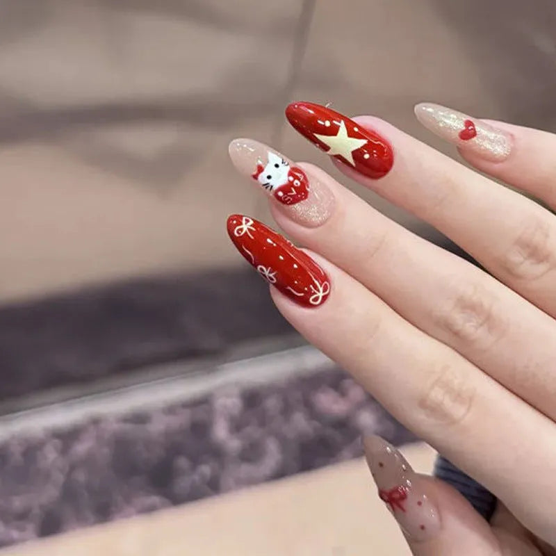 Square shaped acrylic false nails set with nail glue for DIY manicure