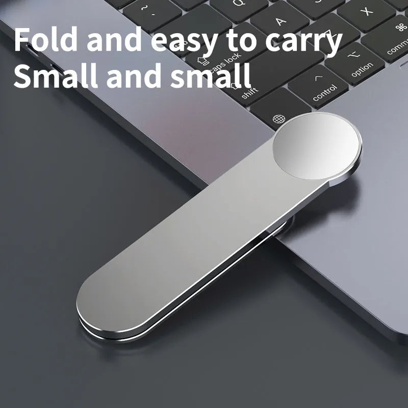 Silver aluminium alloy desk-mounted phone extension bracket with magnetic phone holder.