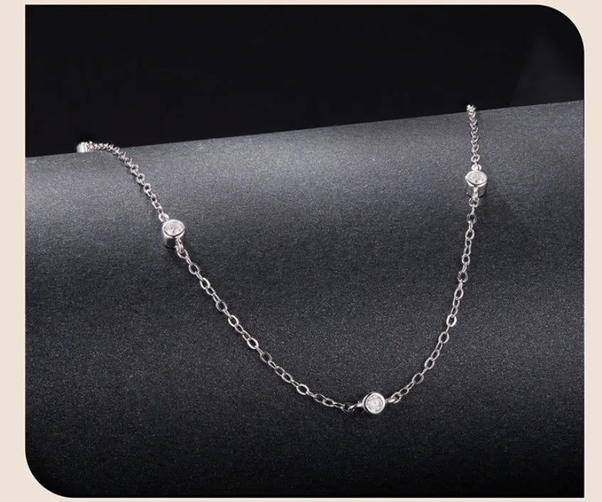 925 silver moissanite pendant necklace on adjustable chain 41-50cm silver colour with certificate