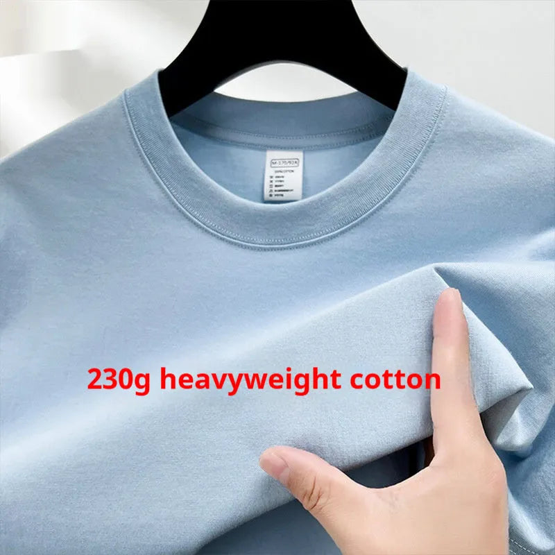 Men's thin cotton t-shirt with drop shoulder design in solid colour options like beige, sky blue, and pitaya