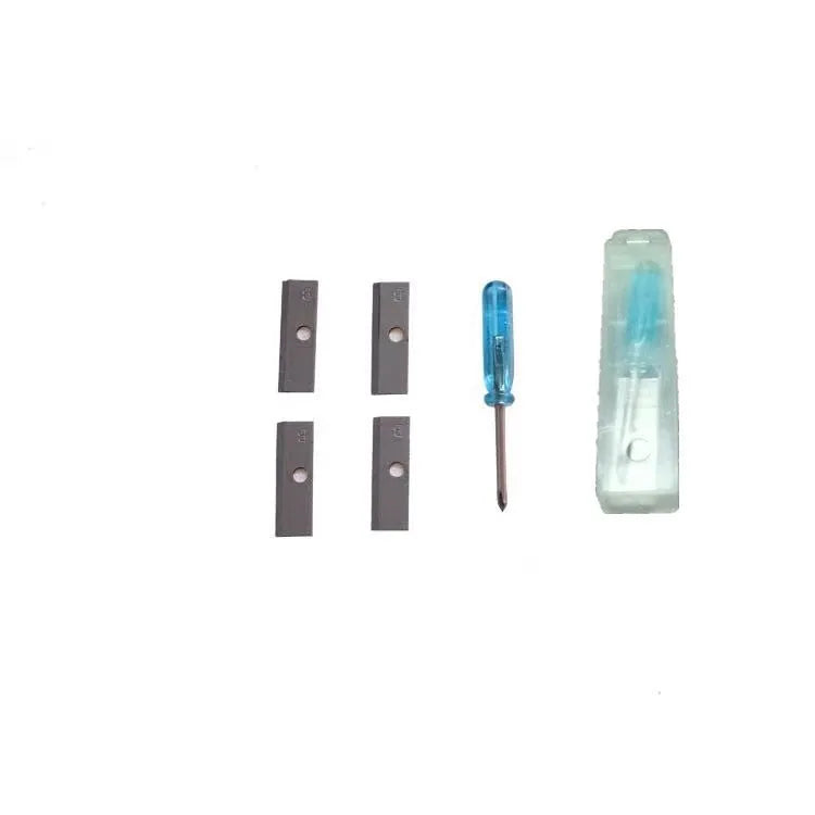 Geometric plastic four holes pencil sharpener with four blades and a screwdriver