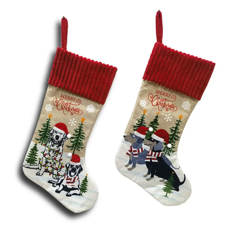 Christmas tree pendant ornament with cat and dog fireplace design measuring 46x28cm