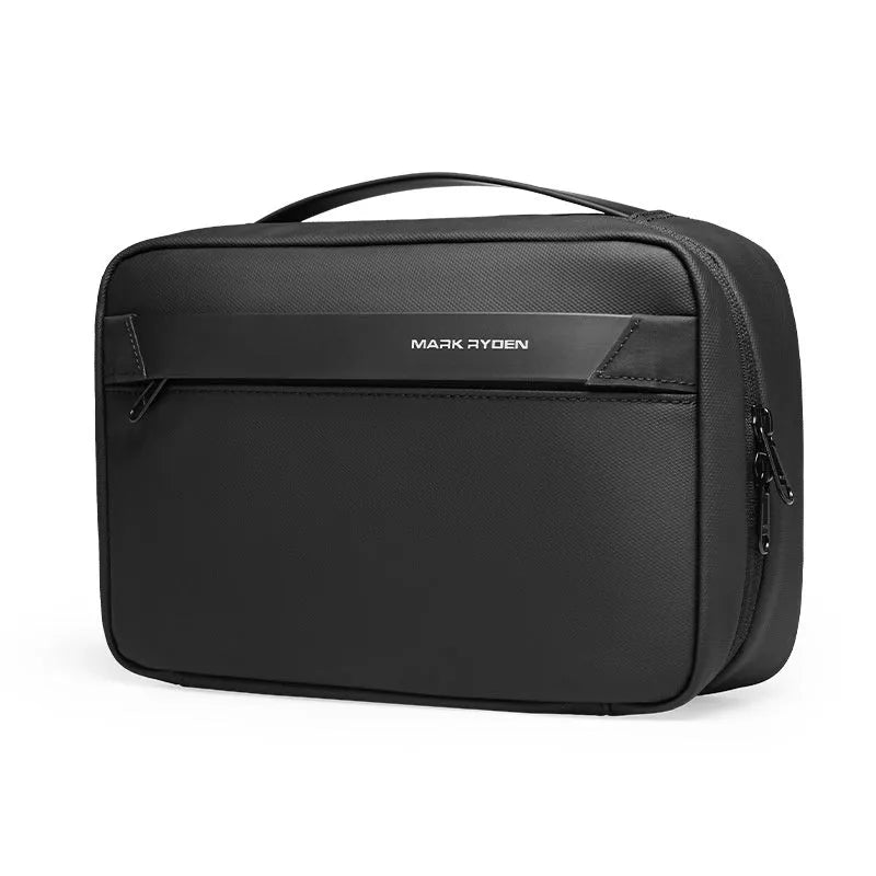 Men's portable Oxford cloth toiletries storage bag with wet and dry separation compartments shown in graphite grey.