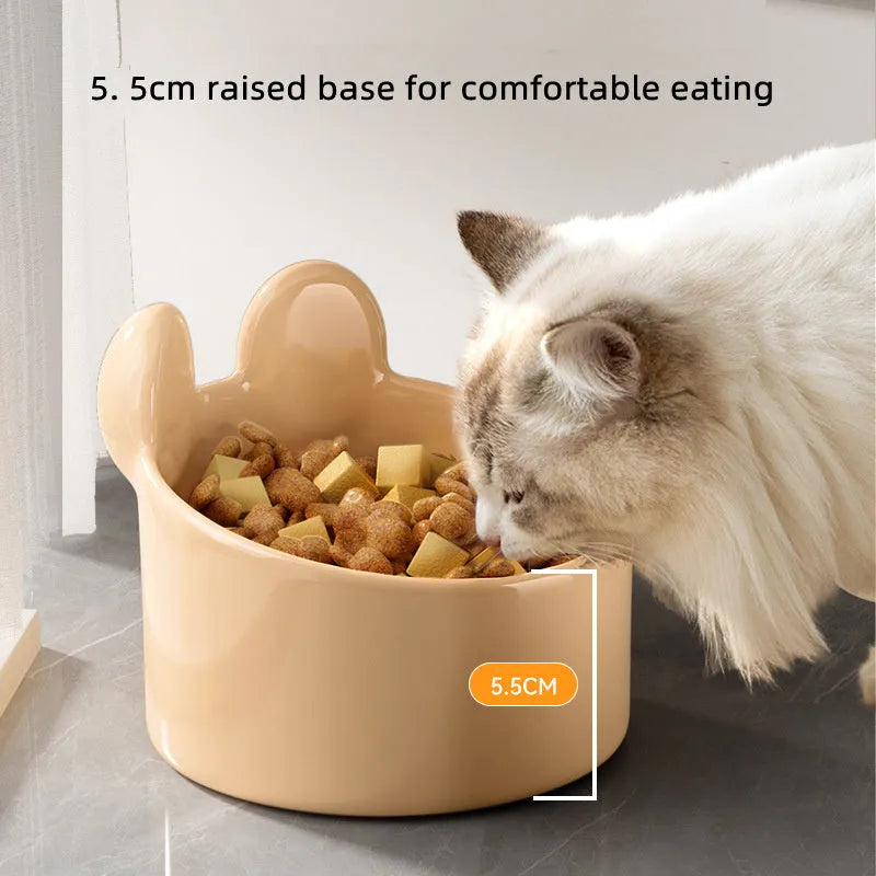Blush critter ceramic pet bowl with neck protection design for dog and cat feeding