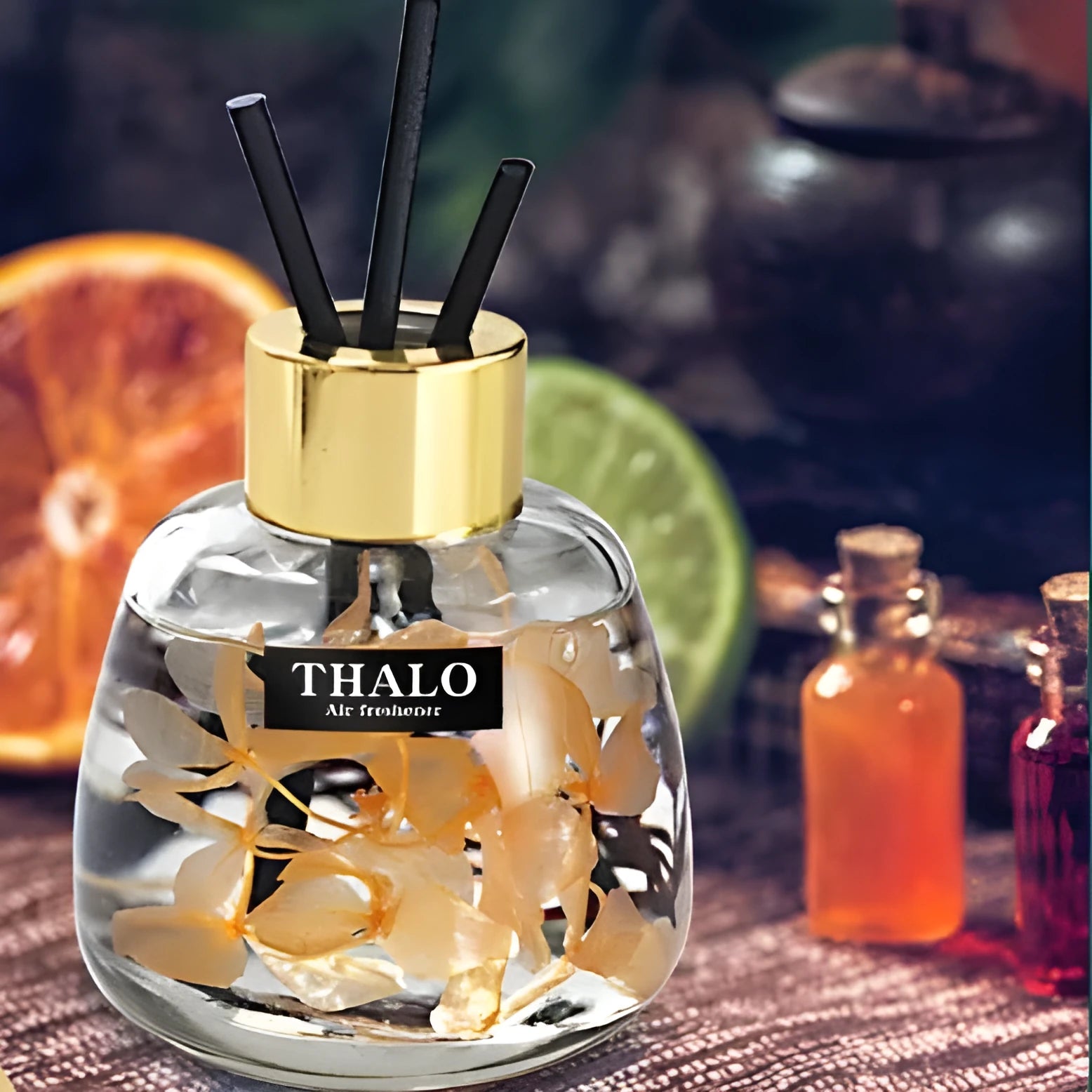 Glass car perfume ornament bottle for loose incense in various colours.