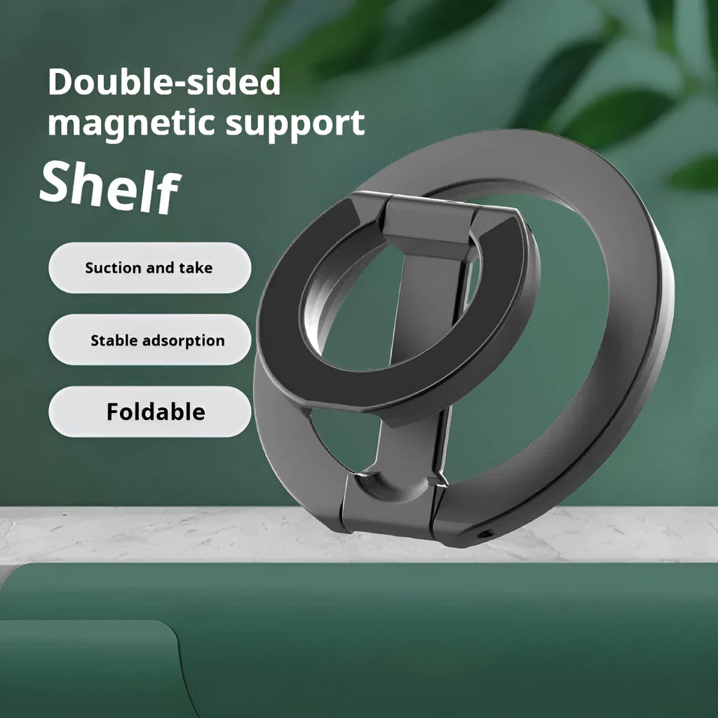 Double-sided magnetic phone holder in alloy, available in four colours: Cool Black, Ivory White, Dark Night Purple, Yuefeng Blue