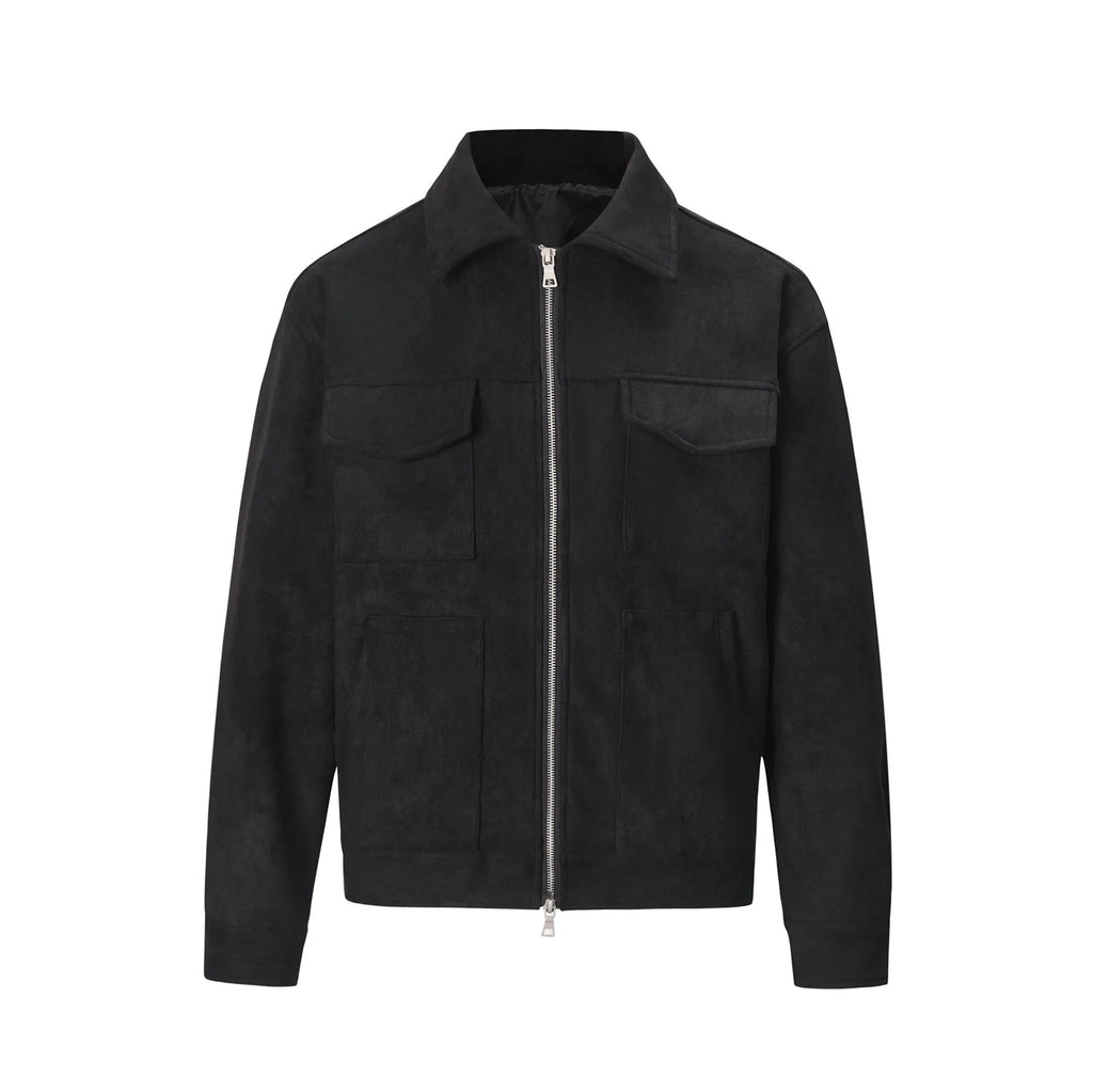 Men's thickened zipper jacket with big pockets in slim fit design