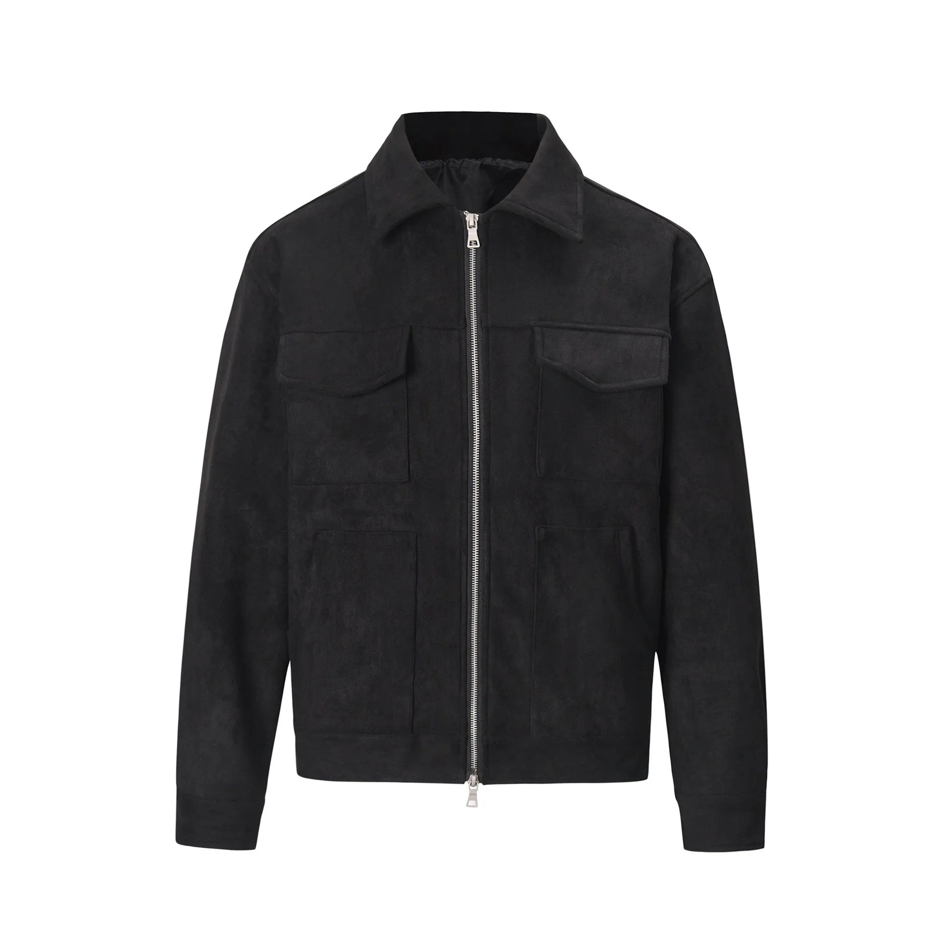 Men's thickened zipper jacket with big pockets in slim fit design