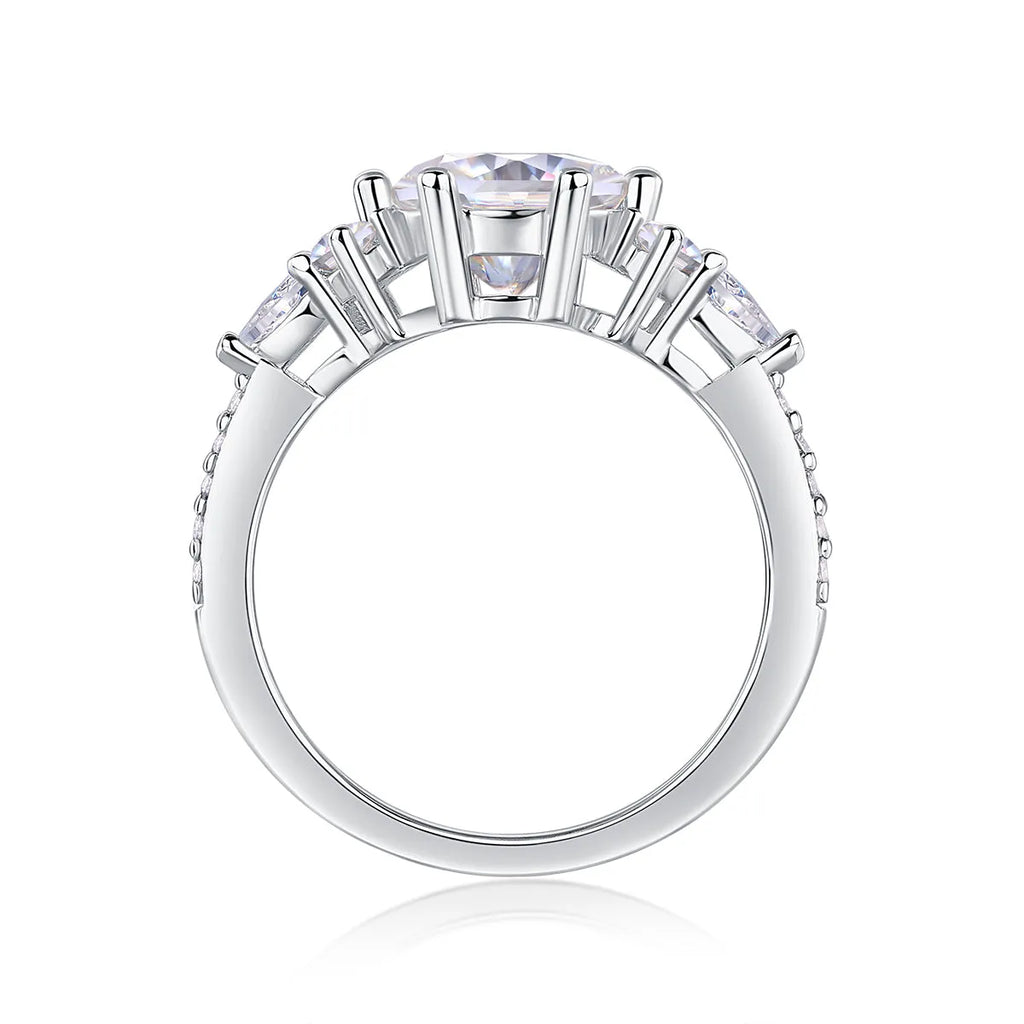 2-carat moissanite wedding ring set S925 silver platinum-plated band on white background with gift box and GRA certificate