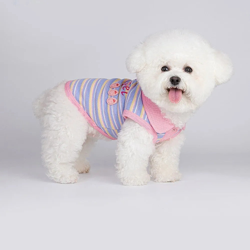 Pink purple autumn dog vest for small pets with weight-based sizing from 1.50kg to 14.00kg