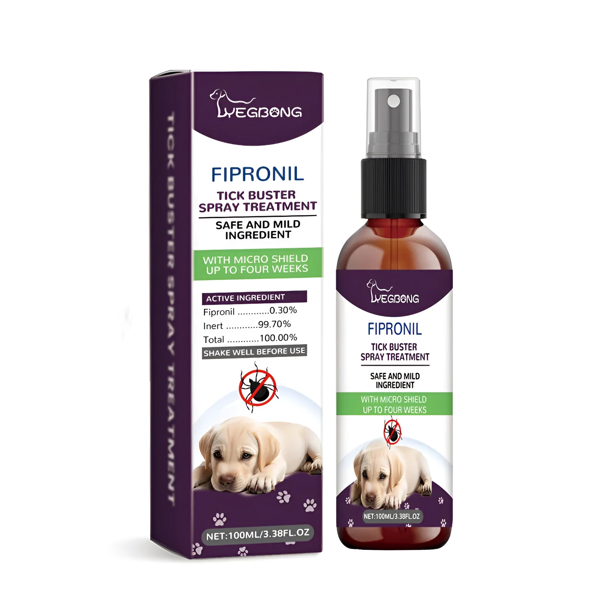 100ml pet bug spray bottle with fipronil and botanical extracts for dogs and cats