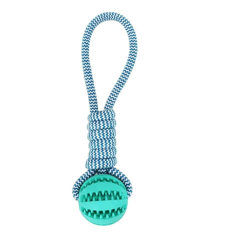 Blue interactive TPR and cotton rope dog toy for small dogs, 36x6x6 cm