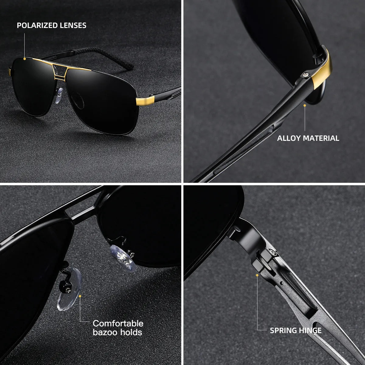 Men's orange red tinted polarised aviator sunglasses with a double-bridge metal frame on a solid background.