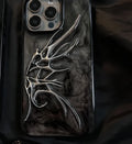 Black iPhone case with three-dimensional blooming wings design for anti-drop protection