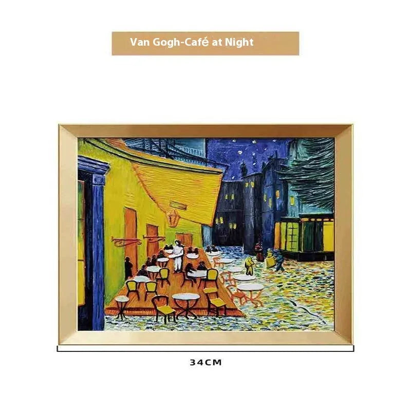 DIY filled oil painting craft kit with epoxy clay base, acrylic paints, and brushes for creating textured Van Gogh or Monet art reproductions.