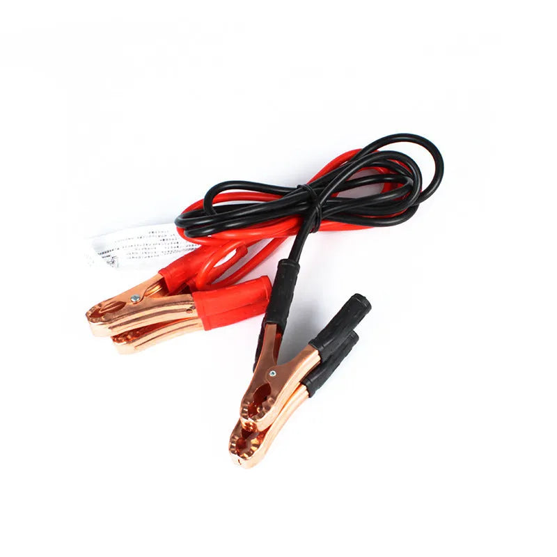 Black and red 500A car battery clip cable emergency kit with 2 metre PVC-coated copper conductors