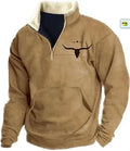 3D digital print turtleneck half zip sweater, loose fit polyester pullover with long sleeves, sizes S to 3XL